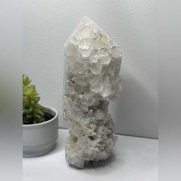 Huge Apophyllite Clear Quartz Crystal Tower